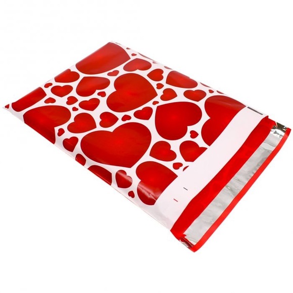 Red Hearts ❤️ Poly Mailers 10x13 Pack of 25 - Picture 3 of 6